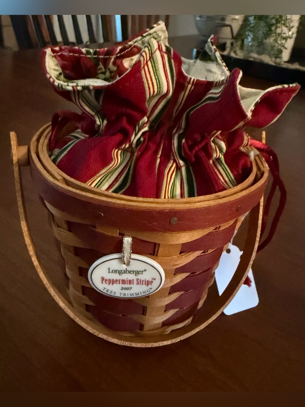 Longaberger Peppermint Stripe Tree Trimming Basket